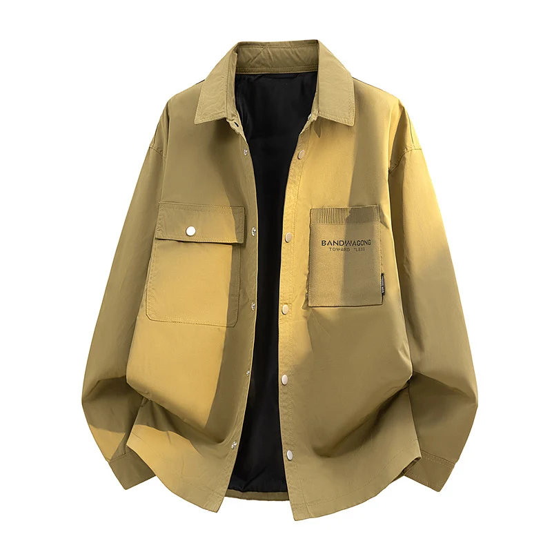 Herren Oversize-Utility-Hemdjacke mit Druckknopfleiste und großen aufgesetzten Taschen Drune