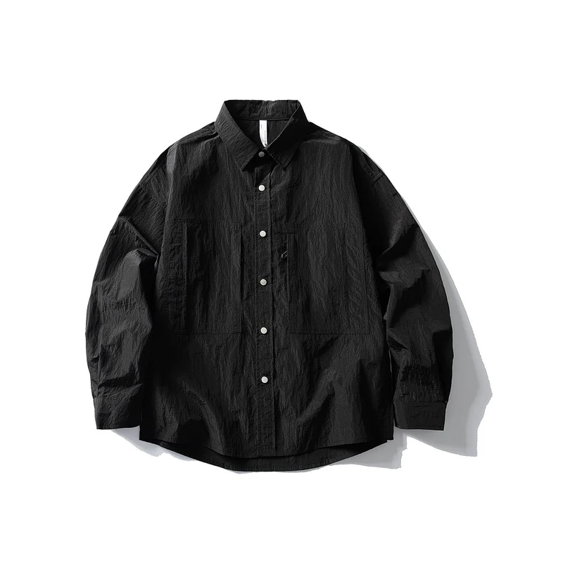 Herren Oversize Utility-Hemdjacke aus Ripstop mit Druckknopfblende und aufgesetzten Taschen Drune