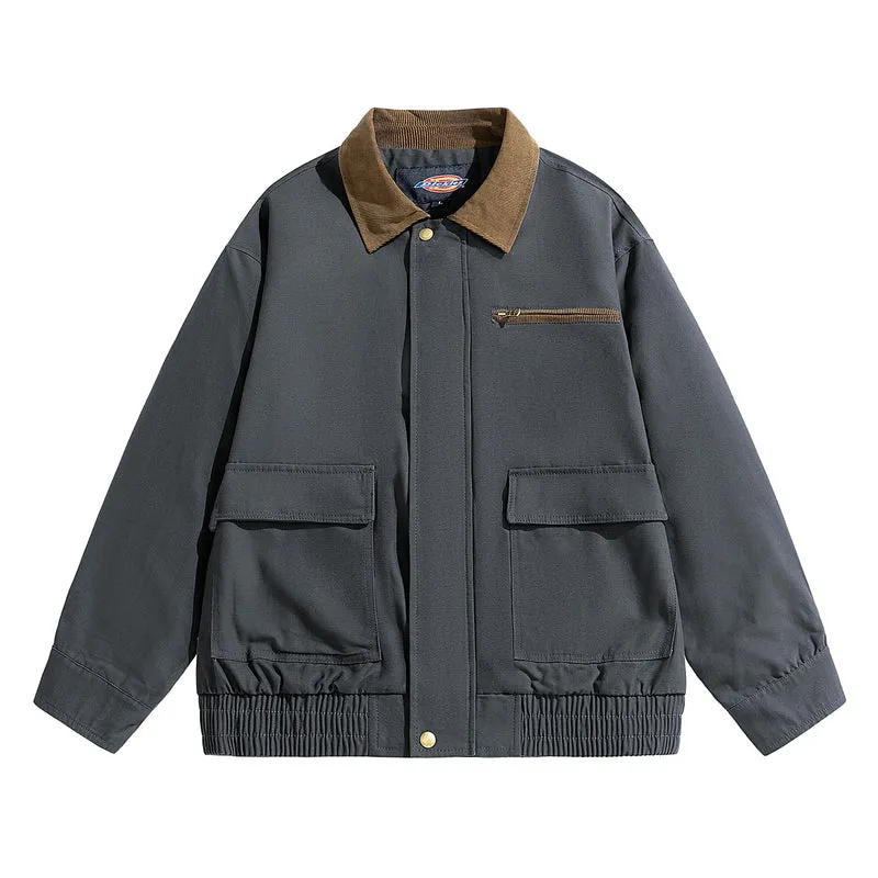 Herren Oversize-Utility-Fieldjacke mit Cordkragen, elastischem Saum & Pattentaschen Drune