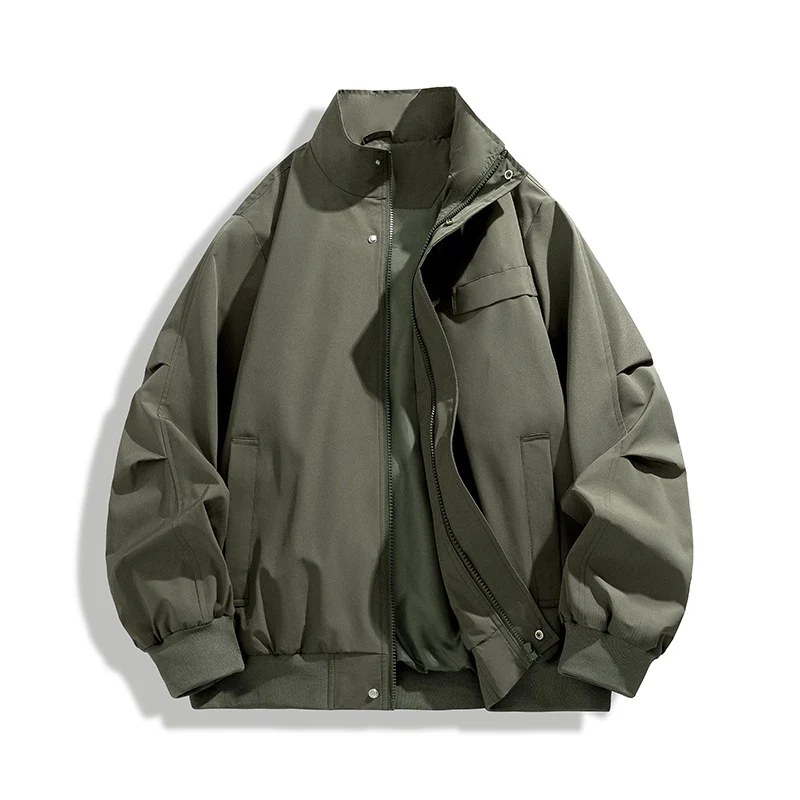 [Herren Oversize Utility Bomberjacke mit hohem Kragen und Rippbündchen Drune]