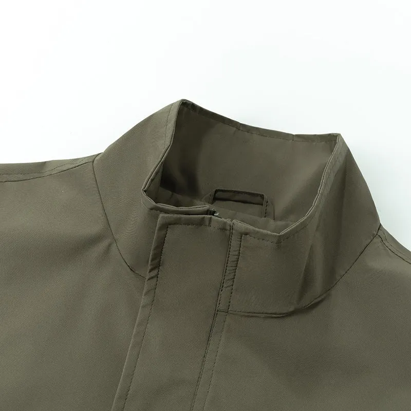 [Herren Oversize Utility Bomberjacke mit hohem Kragen und Rippbündchen Drune]