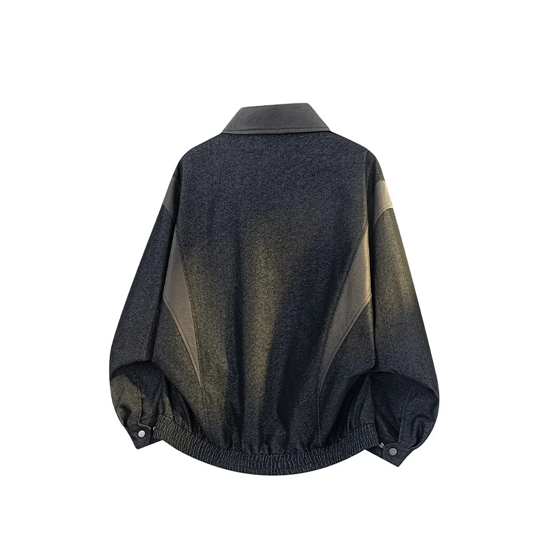 Herren Oversize-Übergangsjacke aus Wollmix mit Hemdkragen, Brust‑Zipper & elastischem Saum Drune