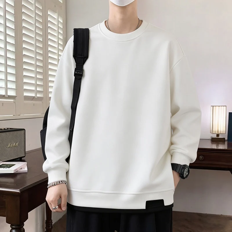 Herren Oversize‑Sweatshirt mit kontrastierenden Ärmeln, Rundhalsausschnitt & Labelpatch Drune