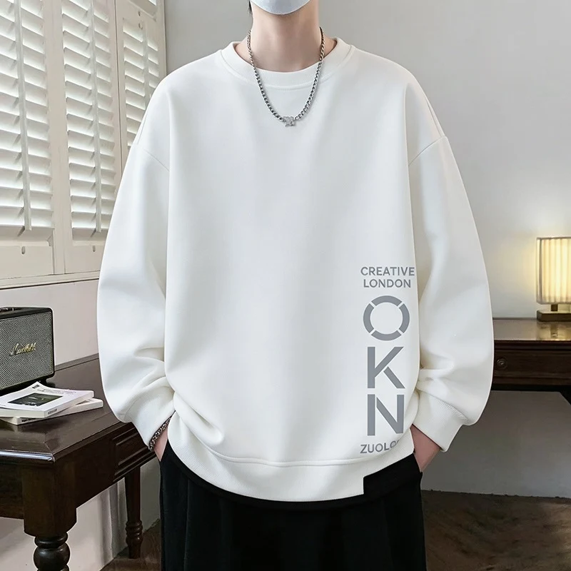 Herren Oversize‑Sweatshirt mit kontrastierenden Ärmeln, Rundhalsausschnitt & Labelpatch Drune