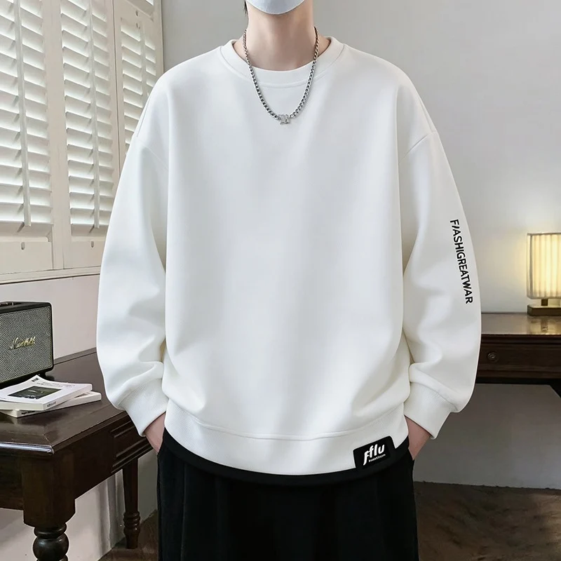 Herren Oversize‑Sweatshirt mit kontrastierenden Ärmeln, Rundhalsausschnitt & Labelpatch Drune