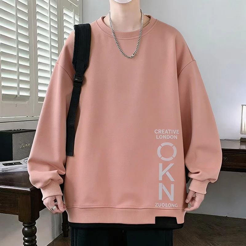 Herren Oversize‑Sweatshirt mit kontrastierenden Ärmeln, Rundhalsausschnitt & Labelpatch Drune