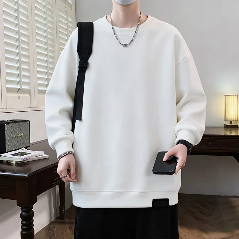 Herren Oversize‑Sweatshirt mit kontrastierenden Ärmeln, Rundhalsausschnitt & Labelpatch Drune