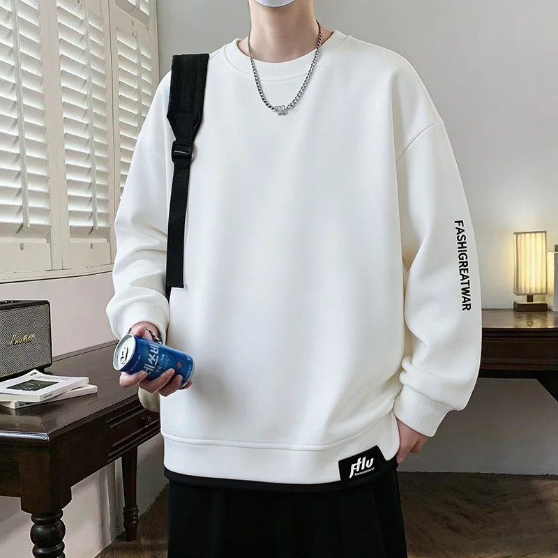 Herren Oversize‑Sweatshirt mit kontrastierenden Ärmeln, Rundhalsausschnitt & Labelpatch Drune