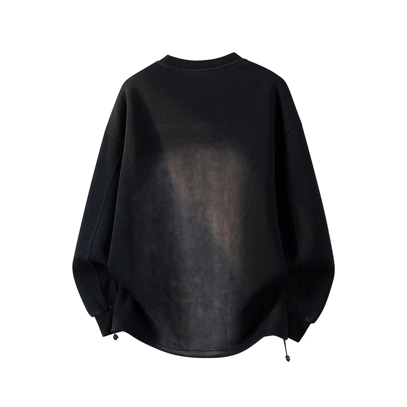 Herren Oversize Sweatshirt mit Allover-Print, Rundhalsausschnitt & Tunnelzugsaum Drune