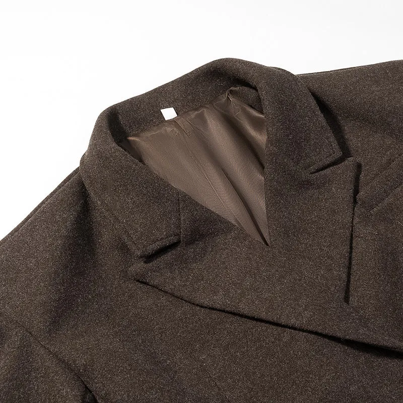 Herren Doppelreihiger Wollblazer mit wärmender Wollmischung, Reverskragen und Pattentaschen Drune