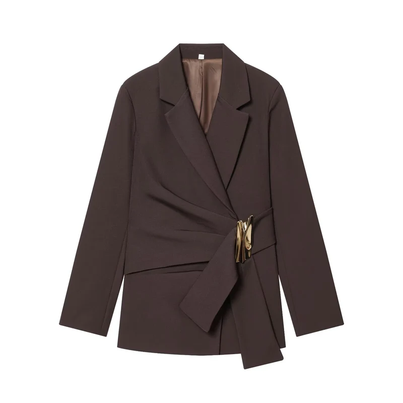 Damen Zweiteiliges Wickelblazer- und Palazzo-Anzugset mit Ziergürtel Drune