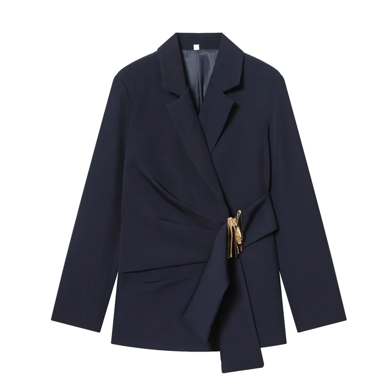 Damen Zweiteiliges Wickelblazer- und Palazzo-Anzugset mit Ziergürtel Drune