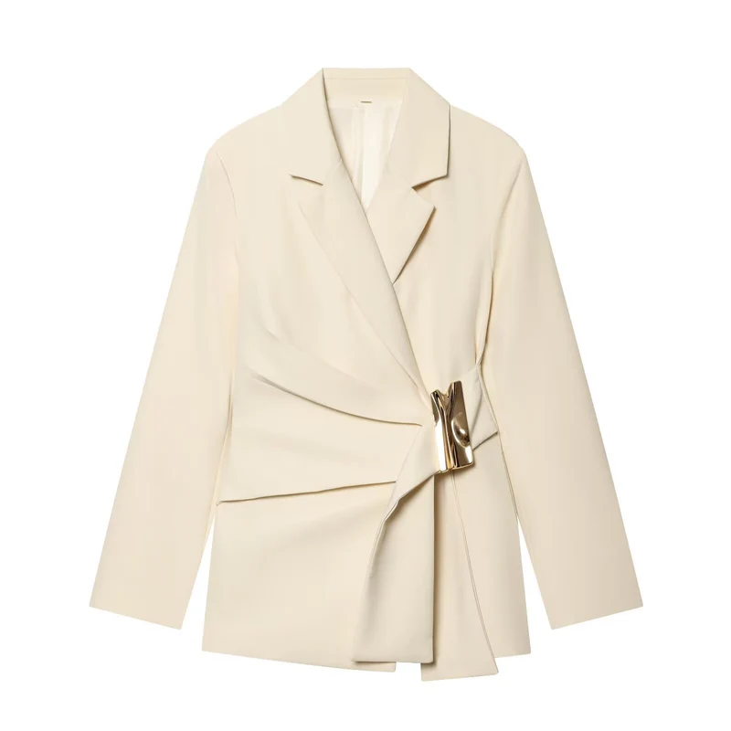 Damen Zweiteiliges Wickelblazer- und Palazzo-Anzugset mit Ziergürtel Drune