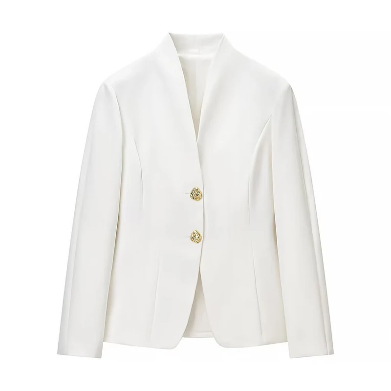 Damen Zweiteiliges Tailored-Blazer- und Highwaist-Hosen-Set mit goldknopf-Detail Drune