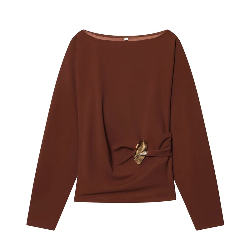 Damen Zweiteiliges Loungewear-Set mit gedrehtem Saumdetail und weiter Highwaist-Hose Drune