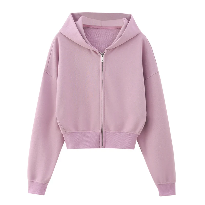 Damen Zweiteiliges Lounge-Set mit kurzem Reißverschluss-Hoodie und weitem High‑Waist-Jogginghose Drune