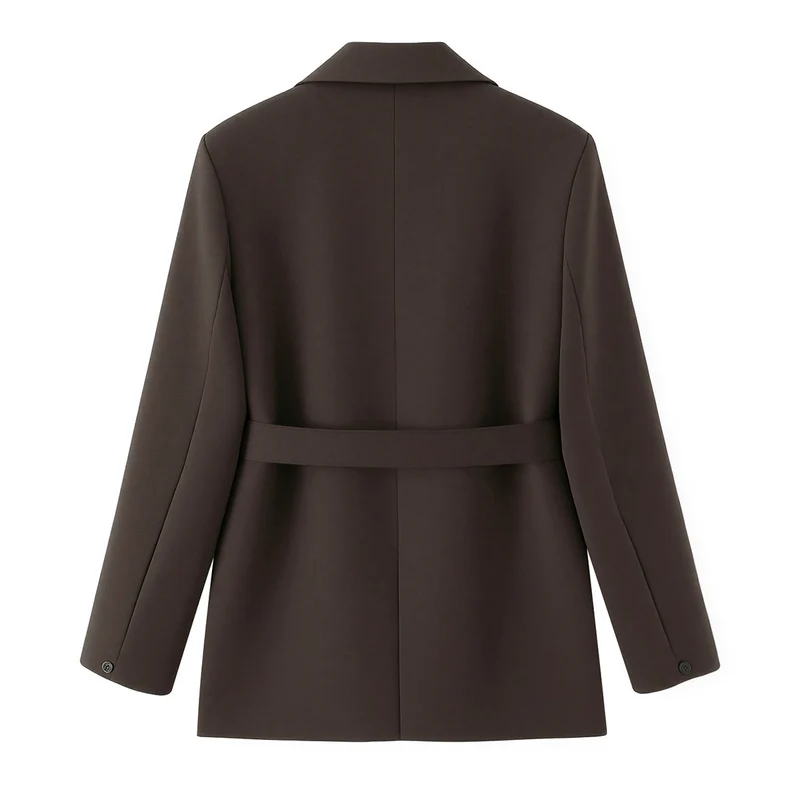 Damen Zweiteiliges Blazer-Set mit Bindegürtel, tailliertem Sakko und hochtaillierter weiter Hose Drune