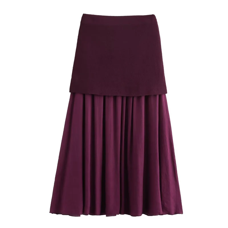 Damen Zweilagiger Chiffon-Maxirock mit glattem Hüftbesatz und A‑Linien‑Fall Drune