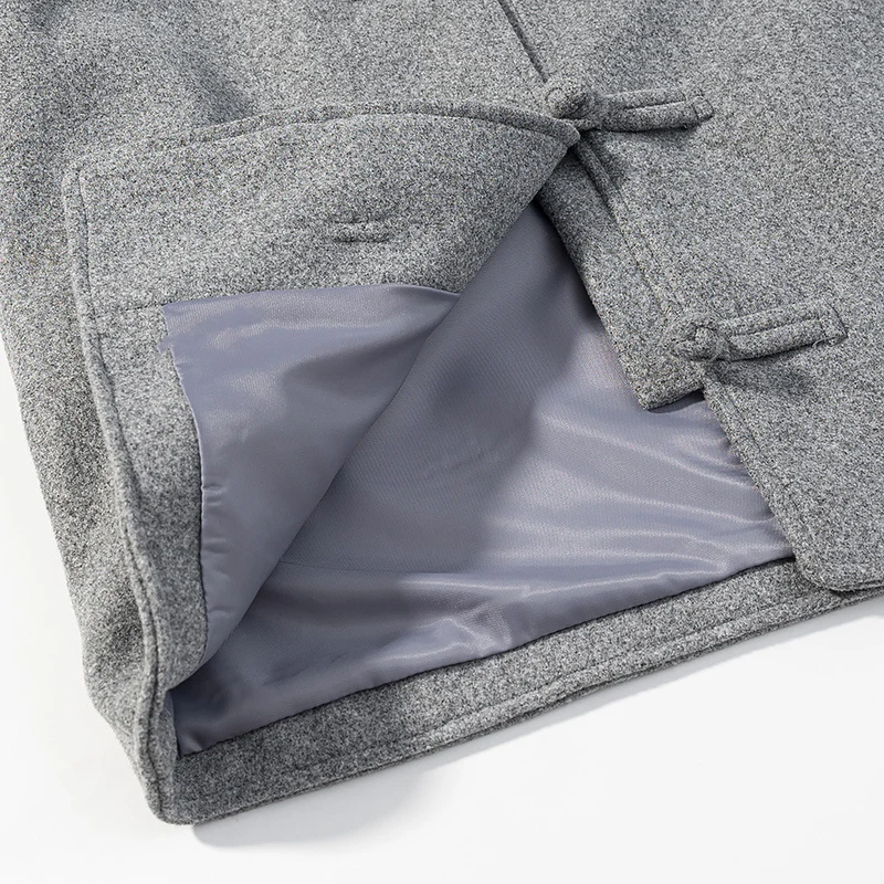 Damen Wolloptik-Kurzjacke mit Stehkragen und Knotenverschlüssen Drune