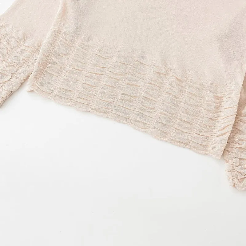 Damen Weites Strickpullover-Top mit U-Boot-Ausschnitt und gerafftem Volantsaum Drune