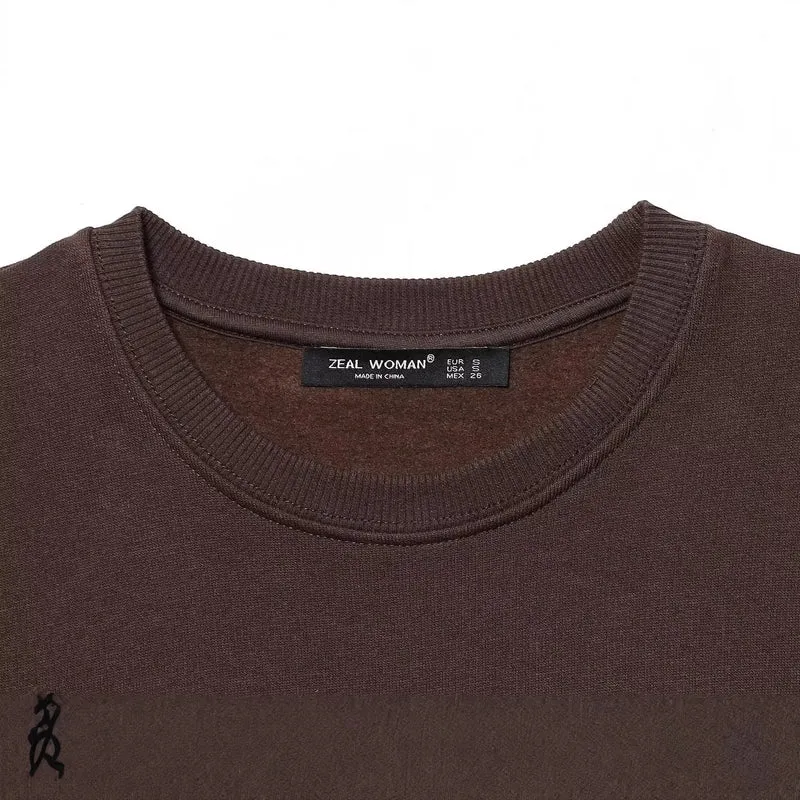 Damen weiter Sweatshirt mit dreidimensionaler Schleifen-Applikation und Rippbündchen Drune