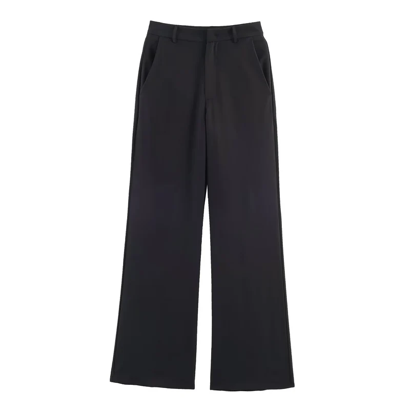 Damen Weite Tailored-Hose mit hoher Taille, Bügelfalte und Eingrifftaschen Drune