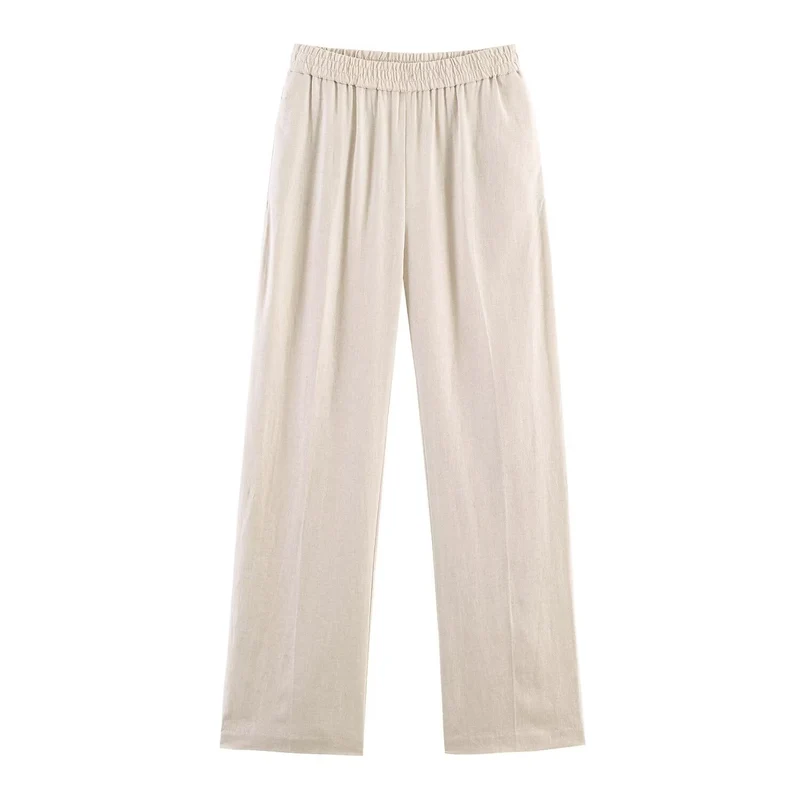Damen Weite Palazzo-Hose mit elastischem Raffungsgummibund und fließendem Leichtstoff Drune