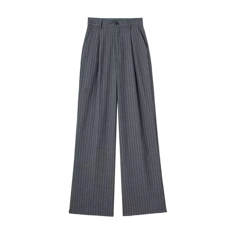 Damen Weite Highwaist-Bundfaltenhose mit Bügelfalte und seitlichen Eingrifftaschen Drune