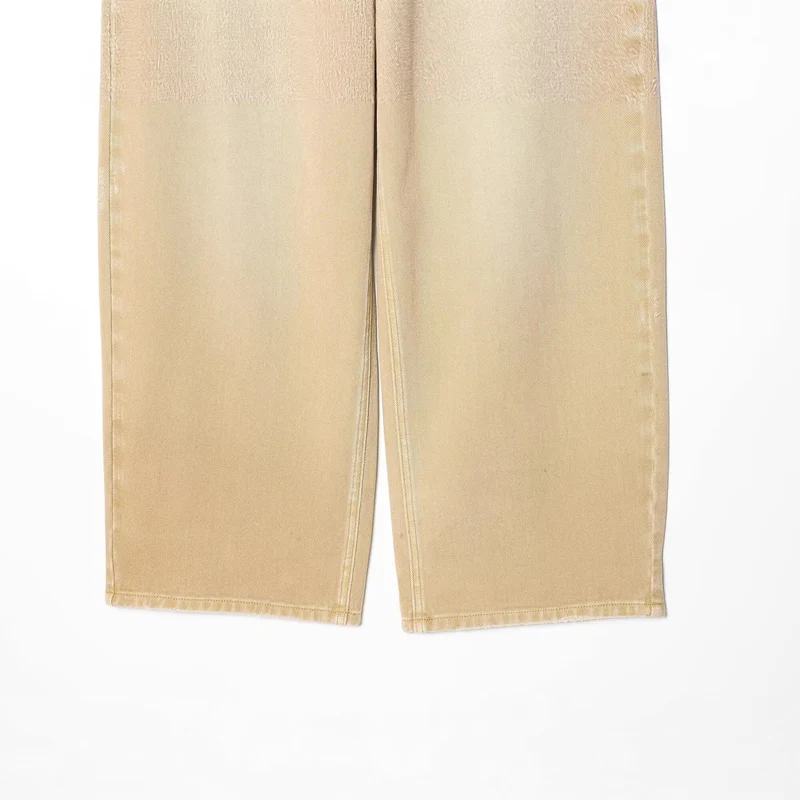 Damen Weite High-Waist Jeanshose mit geradem Bein und Used-Details Drune
