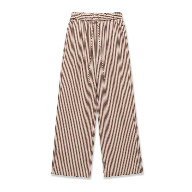 Damen Weite Culotte-Hose mit elastischem Bund und Streifenmuster Drune