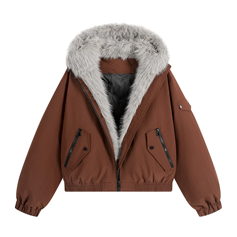 Damen Trendige Fleecejacke mit abnehmbarer Kapuze