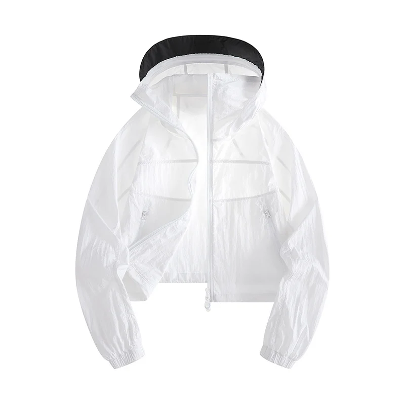 Damen Leichte Windbreaker-Jacke mit verstellbarer Kapuze