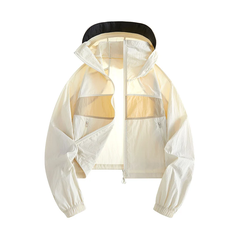 Damen Leichte Windbreaker-Jacke mit verstellbarer Kapuze