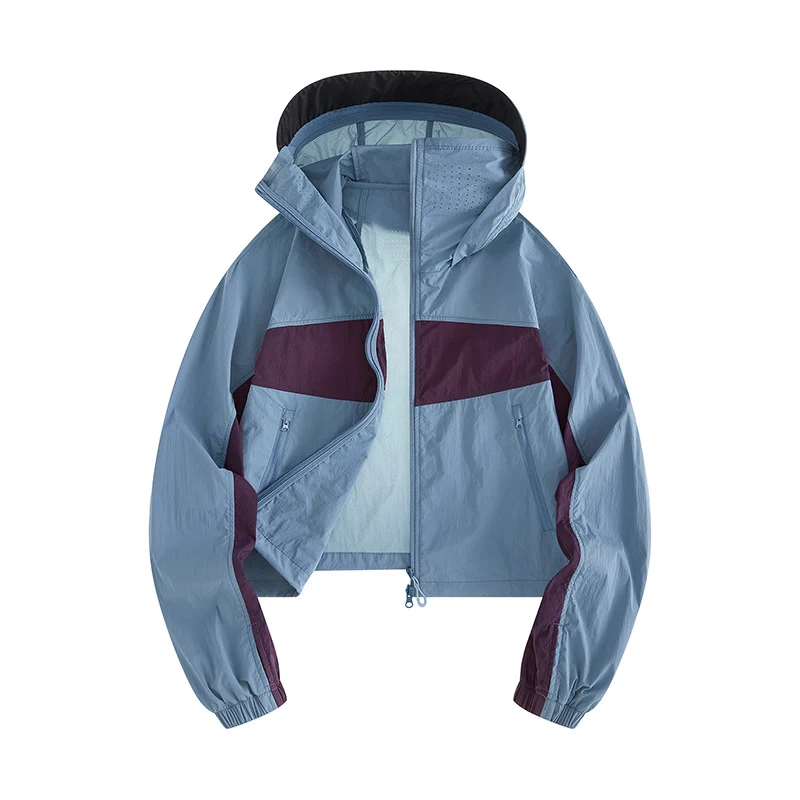 Damen Leichte Windbreaker-Jacke mit verstellbarer Kapuze