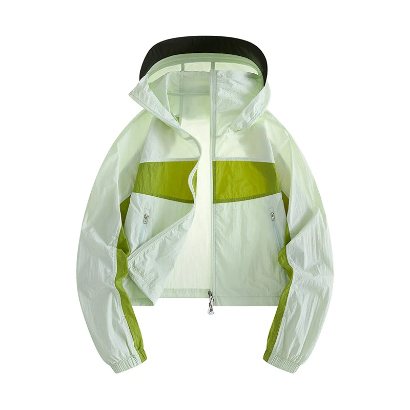 Damen Leichte Windbreaker-Jacke mit verstellbarer Kapuze
