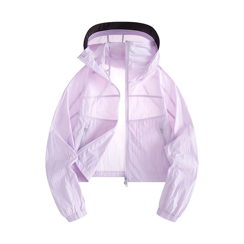 Damen Leichte Windbreaker-Jacke mit verstellbarer Kapuze