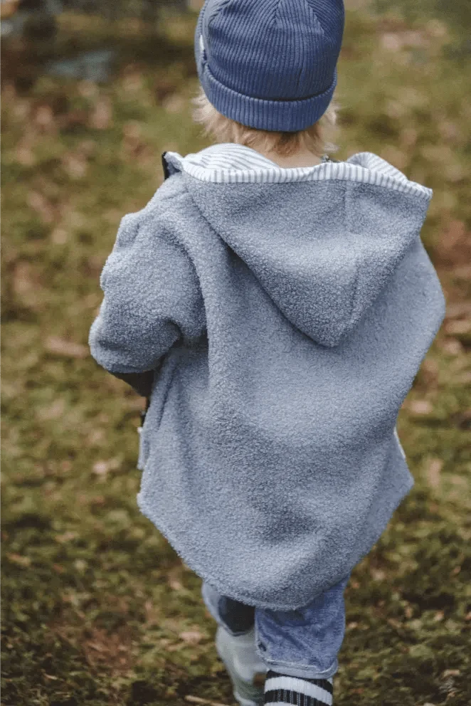 Oversizejacke Kinder Teddyfell Hellblau mit Streifen