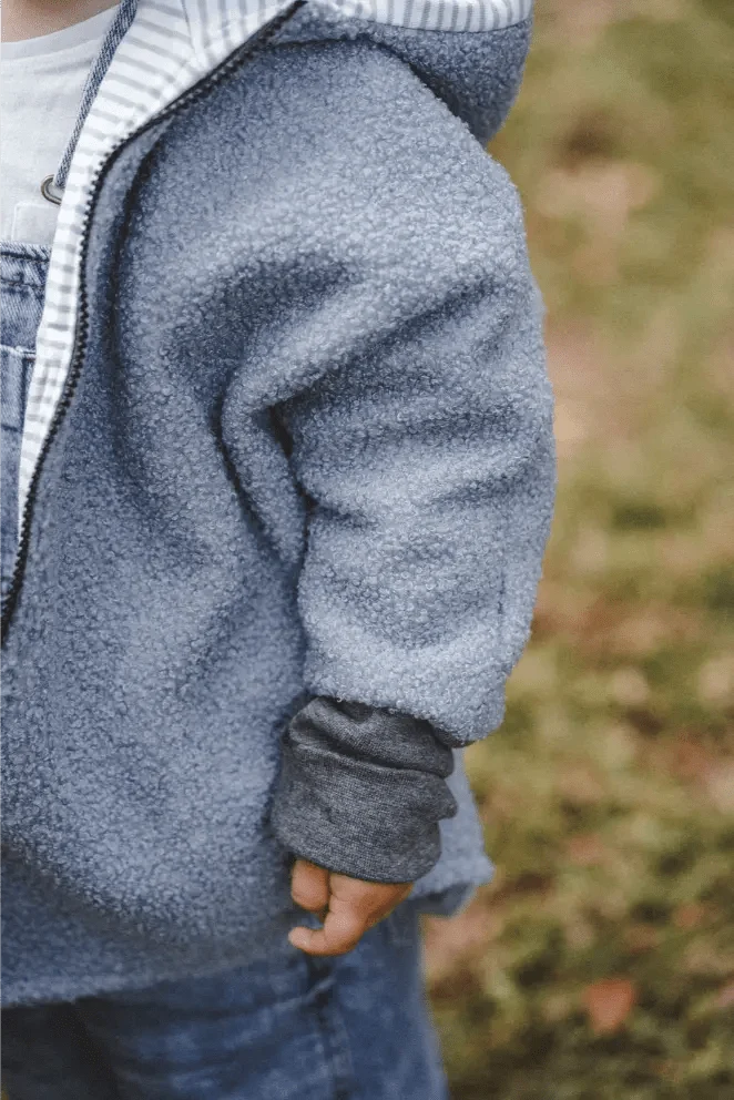 Oversizejacke Kinder Teddyfell Hellblau mit Streifen