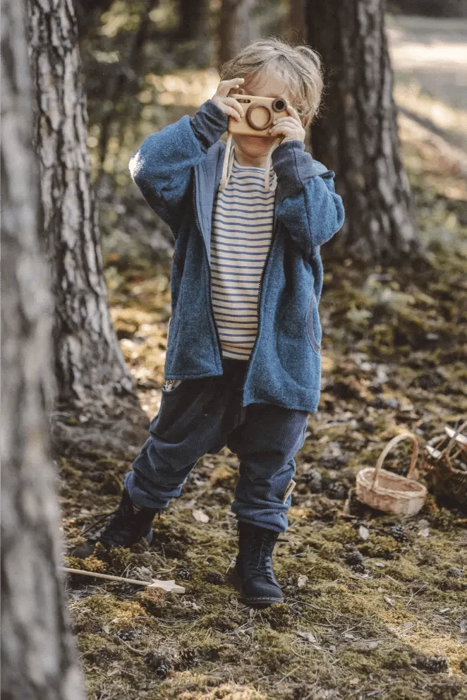 Merinofleece Jacke Kinder Kletterkind in Petrol