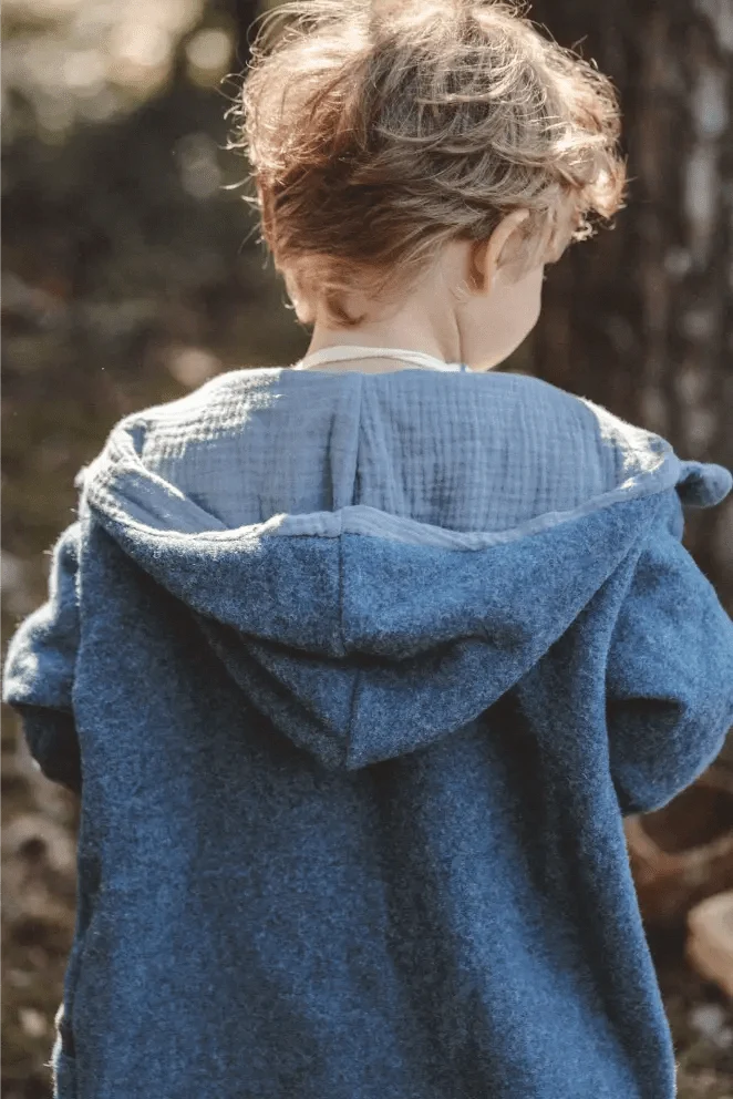 Merinofleece Jacke Kinder Kletterkind in Petrol