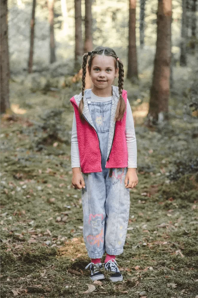 Teddyweste Kinder Pink mit Ecru Stripes