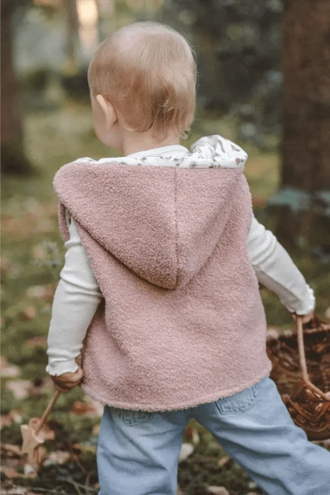 Teddyweste Kinder Rosa mit Feldblumen