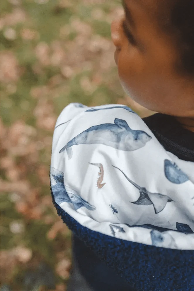 Teddyweste Kinder Dunkelblau mit Meerestiere
