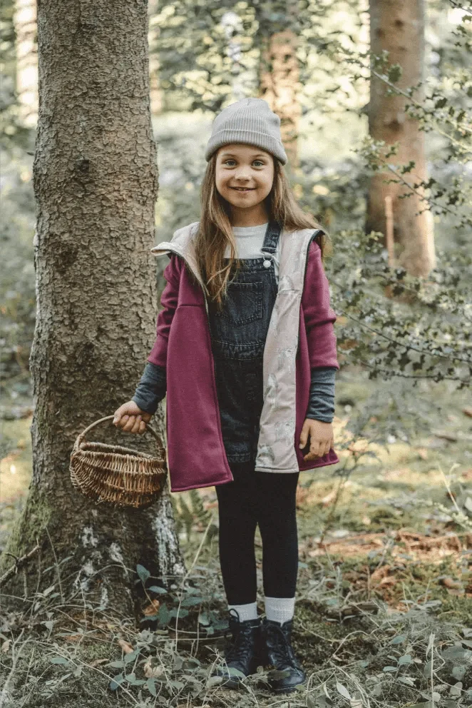 Sweatmantel Kinder Bordeaux mit Einhorn