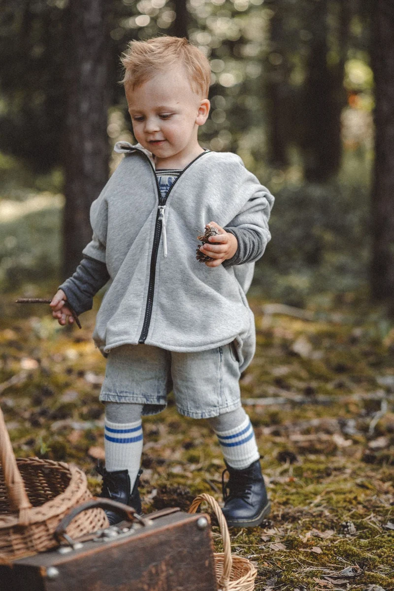 Oversize Sweatjacke Kinder Grau mit Rakete
