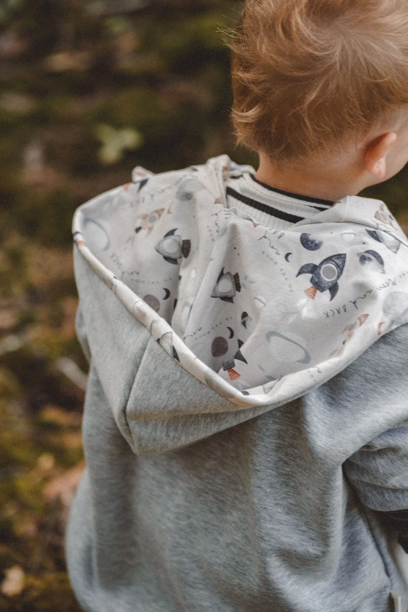 Oversize Sweatjacke Kinder Grau mit Rakete