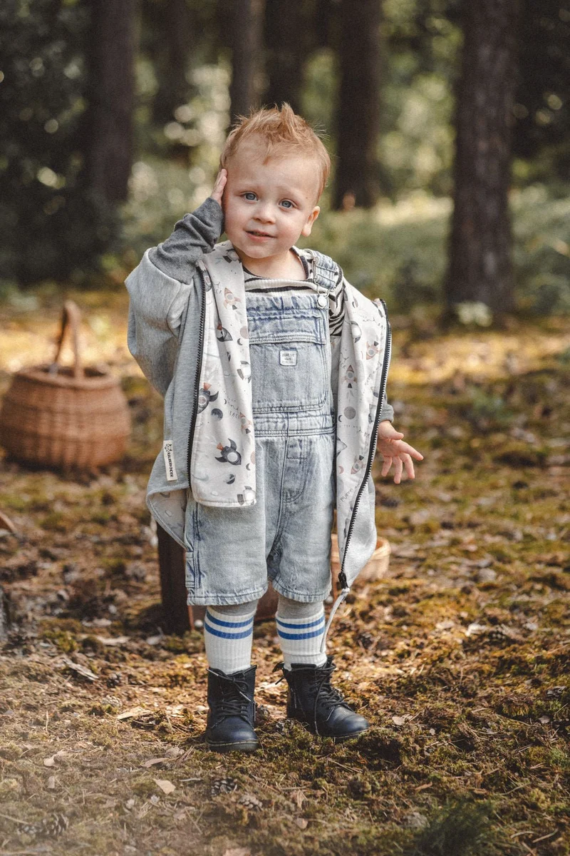 Oversize Sweatjacke Kinder Grau mit Rakete