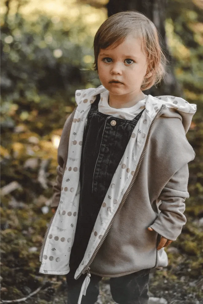 Oversize Sweatjacke Kinder Sand mit Boho