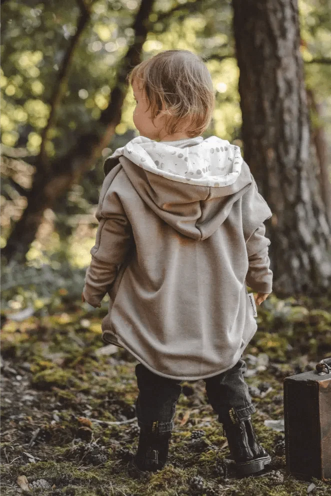 Oversize Sweatjacke Kinder Sand mit Boho