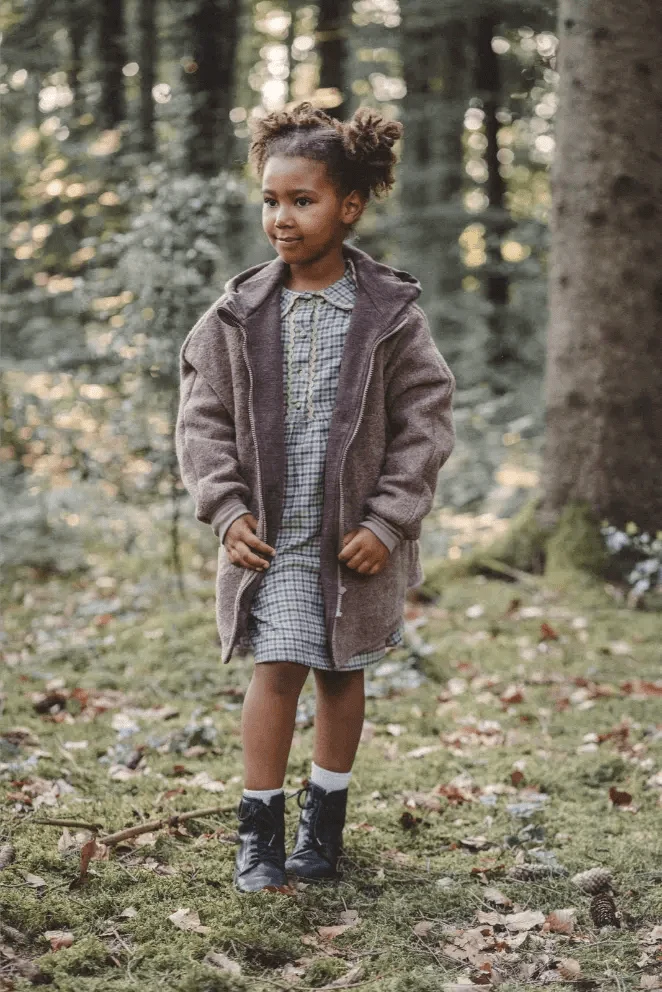 Oversizejacke aus Merino Kinder in Taupe